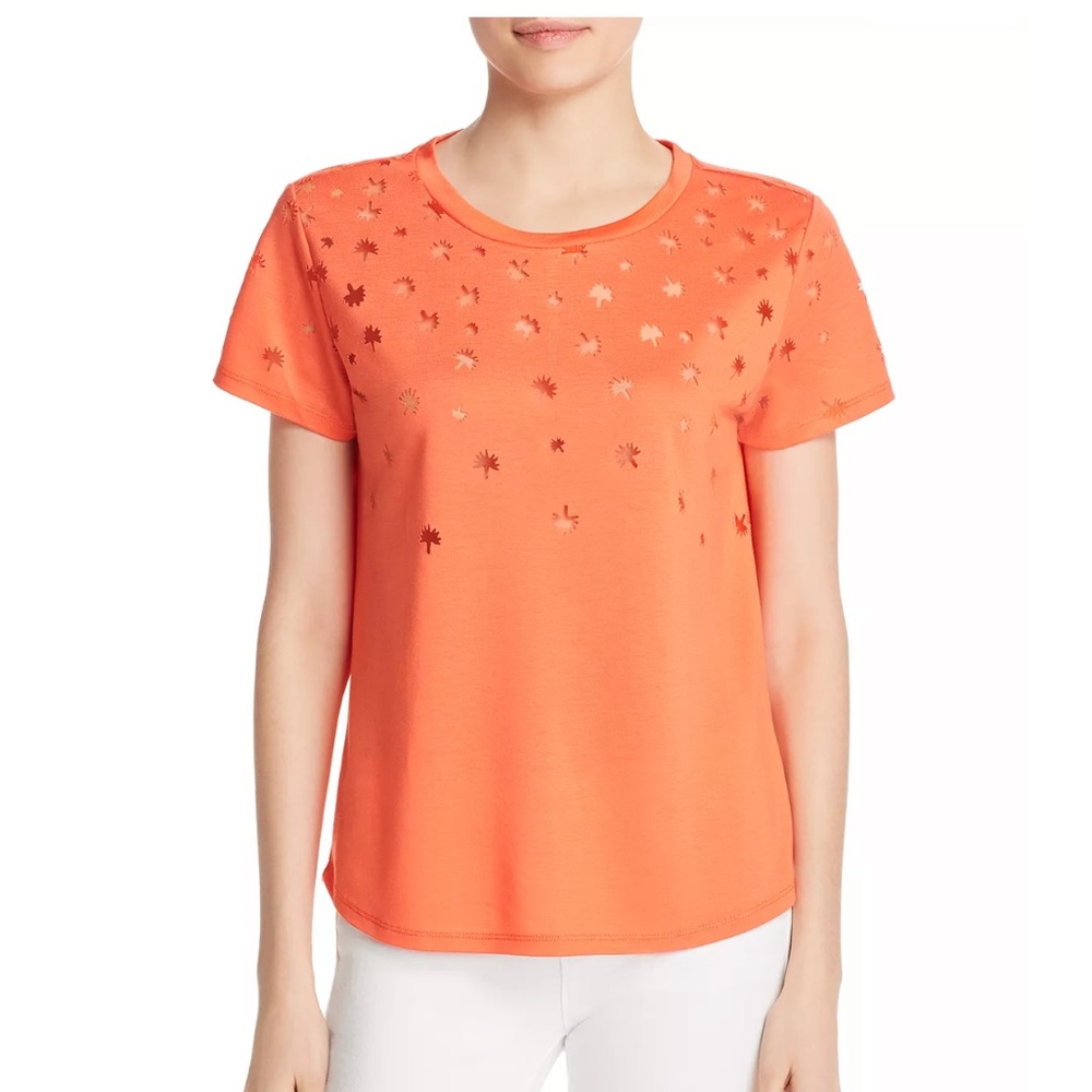 SCOTCH & SODA Floral Burnout Tee XL Orange Hi Low
